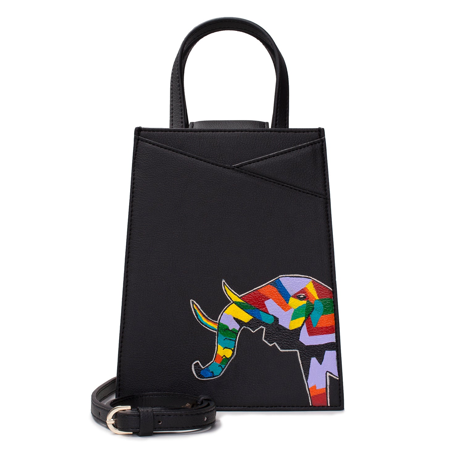 Zoë MIDI Bag Handpainted Elephant Black